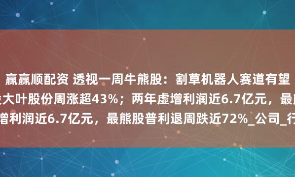 赢赢顺配资 透视一周牛熊股：割草机器人赛道有望迎来产业爆发，最牛股大叶股份周涨超43%；两年虚增利润近6.7亿元，最熊股普利退周跌近72%_公司_行业