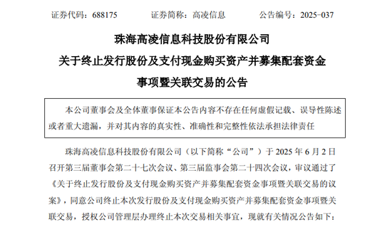 大牛网 突发！688175，重大资产重组终止！